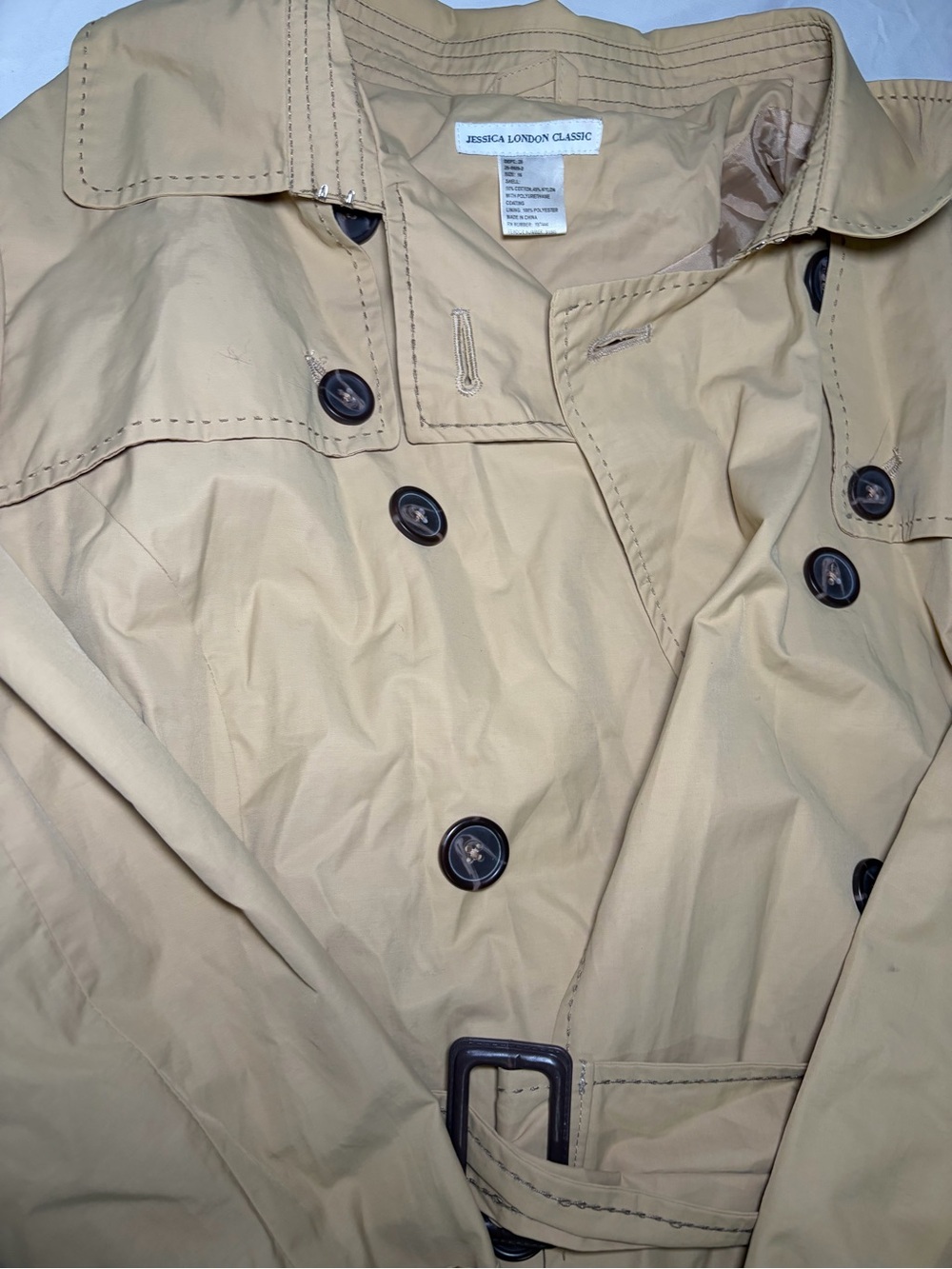 Jessica London Classic Tan Trench Coat Size 16 - Picture 3 of 11